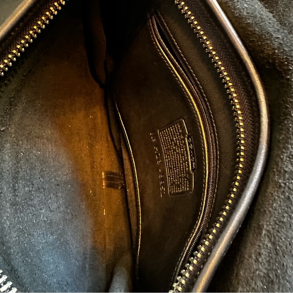 Vintage Y2K COACH Black Genuine Leather Satchel Bag Unisex Patrica Saddle - Picture 12 of 15